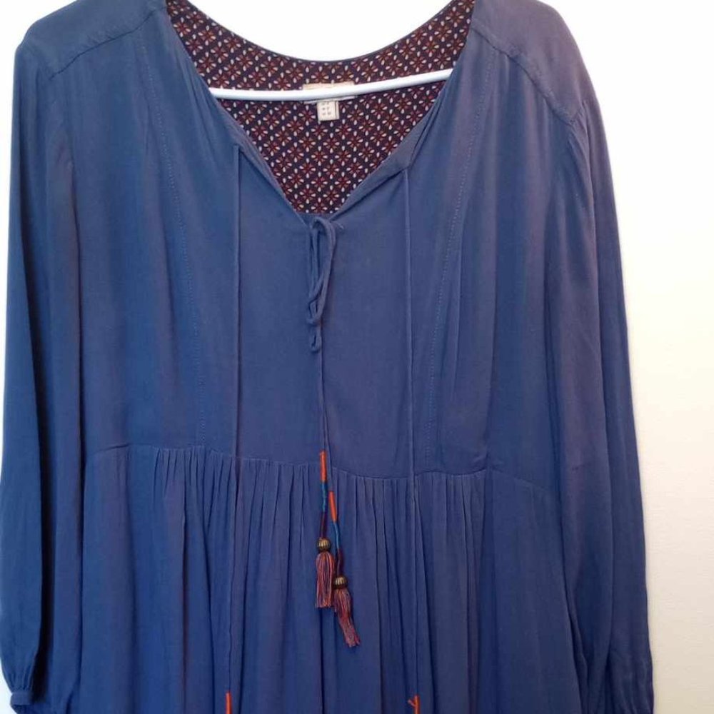Anthropologie Holding Horses blue and pink dip dye dress size 4 Pullover peasant